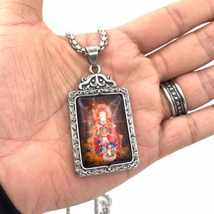 Ksitigarbha Bodhisattva Pendant With Guan Gong Design <b>Titanium</b> Steel Themed Unisex Religious Necklace 216048 - Product Image 3