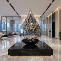 Sculpture Goutte d'Eau Feng Shui en Acier Inoxydable, Statue Moderne Polie en Forme de Larme pour Décoration Extérieure de Jardin, Parc, Place, Hôtel, Centre Commercial