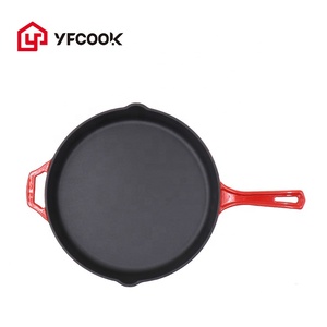 Hot bán 30cm đồ nấu nướng Màu Đỏ MEN BBQ bít tết nướng Fry Chảo gang Chảo không dính Frying Pan - Product Image 5