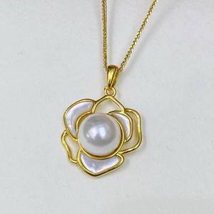 จี้เงินแท้ S925 สำหรับทำเครื่องประดับมุก DIY รุ่น 31237 พร้อมฐานเปล่าสำหรับใส่ลูกปัดกลมขนาด 8-10 มม. จี้สร้อยคอเปลือกหอยแฟชั่น - Product Image 1