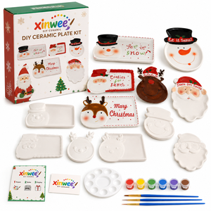 ชุดอุปกรณ์วาดภาพจานเซรามิกคริสต์มาส DIY พร้อมส่ง สำหรับเด็ก ระบายสีจานลายตัวการ์ตูนวันหยุด ของขวัญงานฝีมือและศิลปะ - Product Image 1