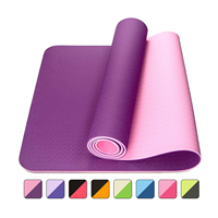 Zweifarbige TPE-Yogamatte, Rutschfest Stoßabsorbierend, Geruchlos, Dick & Breit für Heimtraining
