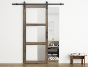 Porte de grange en bois blanc à 5 panneaux, version démontable, avec panneaux de verre dépoli - Product Image 5