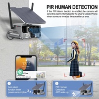 Caméra WiFi Anxinshi CCTV sans fil 8MP 4K à double objectif fisheye avec batterie solaire, carte TF et stockage cloud, vision nocturne