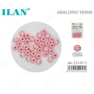 Perline Ilan Abalorio da 10 mm a strisce rosa per la creazione di gioielli - Product Image 3