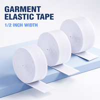 Lot de 3 rouleaux de bande élastique extensible en polyester, blanc, multi-largeurs, pour couture, vêtements et accessoires