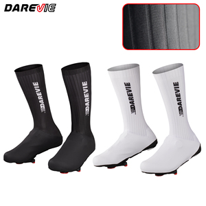 Darevie Couvre-chaussures de cyclisme aérodynamiques blancs imperméables personnalisés, surchaussures de <span class=keywords><strong>vélo</strong></span> de <span class=keywords><strong>route</strong></span> souples et très élastiques pour l'extérieur - Product Image 3