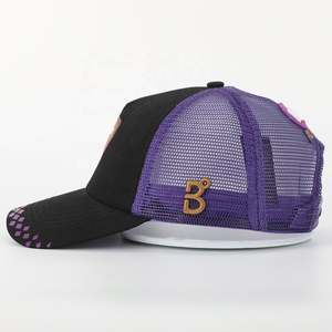 Wholesale Custom Embroidery Logo 5 Panel Hat Mesh <b>Black</b> Trucker <b>Cap</b> High Quality BSCI Oem <b>Mens</b> Woven Patch Cotton Sports Gorras - Product Image 3