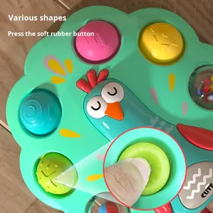 Cube d'activités pour tout-petits, jouet éducatif précoce et de décompression, avec sons de mère et bébé, jouets doux en forme de paon pour l'entraînement des doigts - Product Image 2
