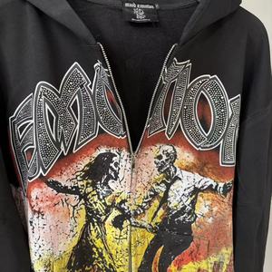 Sweat-shirt à capuche pour homme de <span class=keywords><strong>marque</strong></span> de créateur, motif imprimé MIXED EMOTION avec diamants, fermeture éclair, style streetwear - Product Image 4