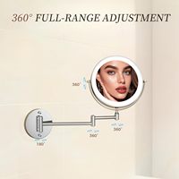 Miroir de courtoisie LED double face CF 1X/10X, 3 couleurs de lumière, écran tactile, intensité réglable, 360° ° Miroir de maquillage éclairé mural pivotant