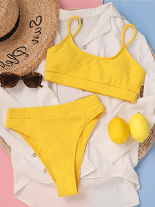 Nuevo Traje de Baño Sexy Acanalado para Mujer, Bikini de Cintura Alta, Conjunto de Bikini de Dos Piezas, Traje de Baño - Product Image 6
