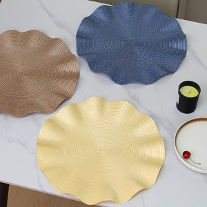 Classic Lotus Leaf Design Non-Slip Plastic <strong>Round</strong> <strong>Place</strong> <strong>Mats</strong> Washable Dining Table Placemats - Product Image 1