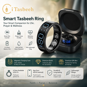 Anillo Religioso Inteligente iTasbeeh de Aleación de Titanio con Pantalla LED, Carga Magnética, Seguimiento de Salud, Sincronización con Aplicación para Oración y Zikr - Product Image 1