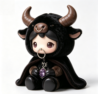 Figurine Magique du Zodiaque Taureau Personnalisée OEM en PVC et ABS avec Cape en Peluche Douce et Moelleuse, Jouet d'Art de Collection Constellation en Boîte Mystère