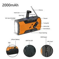 Radio Portabel Darurat Tenaga Surya dan Engkol Tangan untuk Cuaca Luar Ruangan & Radio AM/FM NOAA dengan Alarm SOS dan Senter untuk Badai