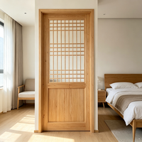 Porte intérieure en bois massif de pin, style chinois, avec grille, classique, pour décoration d'hôtel