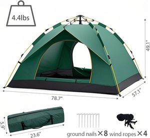 Carpa de Camping para Exteriores, Impermeable, Resistente al Viento, Plegable, Totalmente Automática, de Tela Oxford de Poliéster, de Una Habitación, para 3-4 Personas - Product Image 2