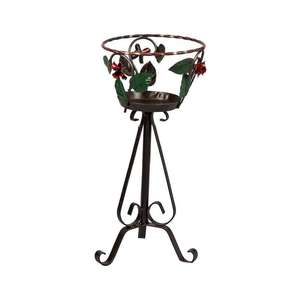 PLANTURE À ROSES DIAM. 25CM H. 60CM EN FER FORGÉ NOIR - Product Image 1