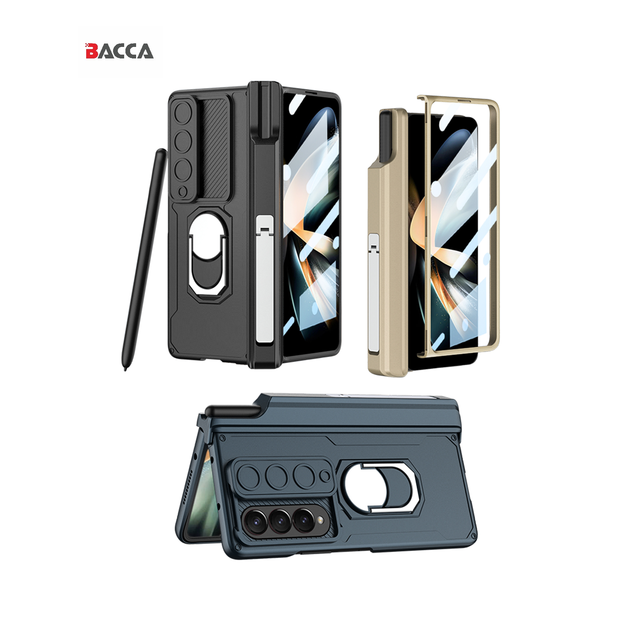 Magnetic Hinge Case Luxury for Samsung Galaxy Z Fold 4 Shell Film Integrated Armor Case PC Mobile Phone Case