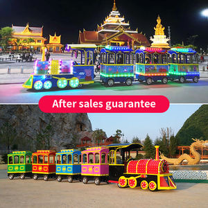 Centre commercial Plaza London Style enfants monter sur le train alimenté par batterie aucune piste requise électrique une voiture avant tirer quatre chariots - Product Image 6