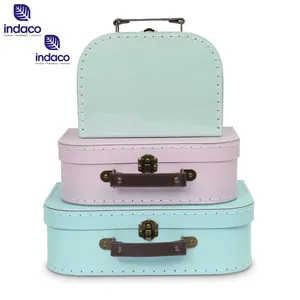 Custom Printing Logo Child Toy Rigid Packaging Lid Paper Cardboard Suitcase Gift Box With Handle