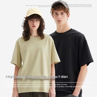 Zomer 240g Oversized T-shirt met lage schouderlijn, 100% katoen, effen vintage stijl, kleurvast, krimpvast, comfortabel, ademend, zacht, losvallend