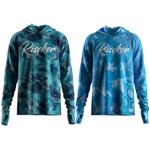 <span class=keywords><strong>Ropa</strong></span> de Pesca para Hombre, Personalizada, al por Mayor, con Protección UV, Sublimada, Color Verde Agua, con Capucha, Manga Larga y Aberturas para los Pulgares - Product Image 4