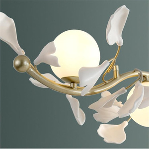 JYLIGHTING モダンデザイン LEDフラワー デリケートな白と緑のシャンデリア＆ペンダントライト ガラスペンダントライト 室内用 - Product Image 3