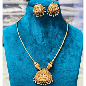 Ensemble collier et pendentif en pierre Pota et perles, finition mate, style royal -12731591PGR - Product Image 2