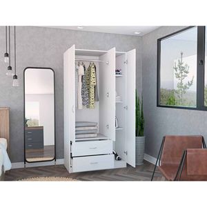 Rowaton Blanc, 3 portes, 2 tiroirs, design moderne et élégant pour l'organisation de la maison, meubles de chambre à coucher - Product Image 4