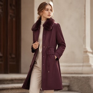Manteau Nikerfu personnalisable doublé de fourrure de vison, coque en polyester respirant, taille ajustable avec cordon de serrage, parka - Product Image 1