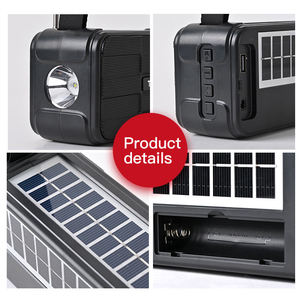 Radio portable à double panneau solaire, lampe torche, haut-parleur FM AM BT, chargeur USB, batterie externe, appareil audio sans fil pour le camping en plein air - Product Image 2