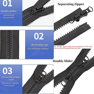 Ruban de <span class=keywords><strong>fermeture</strong></span> à glissière par la cour <span class=keywords><strong>Fermeture</strong></span> à glissière de taille personnalisée #8 <span class=keywords><strong>Fermeture</strong></span> à glissière à <span class=keywords><strong>double</strong></span> <span class=keywords><strong>curseur</strong></span> en plastique résine - Product Image 2