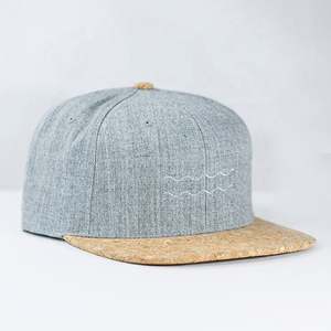 Casquette Snapback pour homme en toile de laine/denim personnalisée brodée en gros avec visière plate en liège - Product Image 1