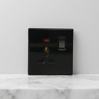 Interrupteur mural en verre trempé avec prise USB de type C, 1 interrupteur 2 voies, interrupteur mural universel et prise murale