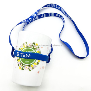 Custom Advertising logo PVC Silicone Glass Beer Container Lanyard for Mini Glass Bottle Lanyard Cord Cup Holder Lanyard