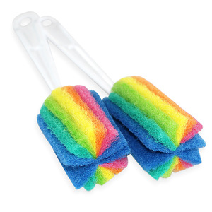 Colorful Long Handled Sponge Cup <b>Brush</b> <b>For</b> Household <b>Cleaning</b> With Seven Color Scouring Pad - Product Image 3