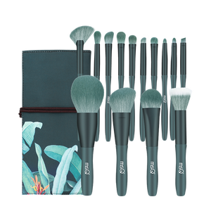 Ensemble de pinceaux de maquillage professionnels végétaliens pour les yeux et le visage, 14 pièces, pinceaux de maquillage de haute qualité, style éventail - Product Image 2