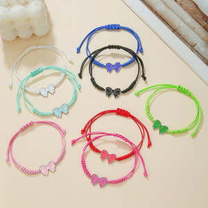 Pulsera Tejida a Mano Colorida con Dije de Lazo de Aleación, Set de Joyería Unisex para Regalo de Amistad - Product Image 2