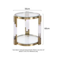 Table basse moderne en acier inoxydable et acrylique avec verre trempé ultra-transparent, accents dorés, facile à nettoyer, meuble décoratif pour salon