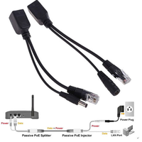Listo en stock divisor POE 12V adaptador Ethernet de alimentación inyector divisor de Cable POE para cámara IP blanco y negro