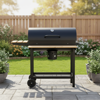 Barbecue fumoir de luxe en acier de 42 cm pour extérieur, avec étagère à bois, multifonctionnel, à roues, pour patio familial