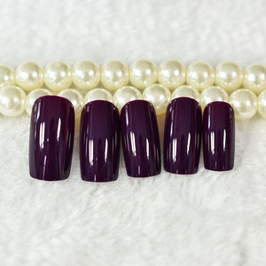 Presse solide sur les ongles <span class=keywords><strong>violet</strong></span> <span class=keywords><strong>foncé</strong></span> carré moyen ongles artificiels pour femmes filles Faux Ongles - Product Image 6