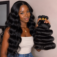Extensions de cheveux Remy péruviens 12-30 pouces, double trame, teintes, micro-boucles invisibles, style 12A, vierges, ondulations profondes