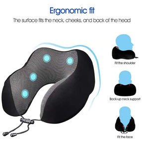 Oreiller de voyage en mousse à mémoire de forme personnalisé, oreiller de vol réglable, oreillers de voyage portables avec <span class=keywords><strong>masque</strong></span> pour les yeux pour avions - Product Image 3