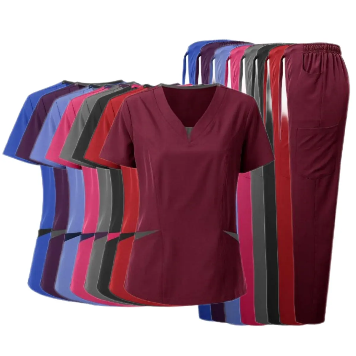 Pakaian renang wanita melar kantung samping LOGO kustom 52012 pakaian penutup wanita kasual musim dingin pakaian perawat wanita