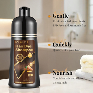 Mokeru 5 in 1 Shampoo Colorante alle Erbe di Qualità Professionale, <span class=keywords><strong>Senza</strong></span> <span class=keywords><strong>Ammoniaca</strong></span>, con Olio di Argan, Copre i <span class=keywords><strong>Capelli</strong></span> Bianchi, 500ml - Product Image 4