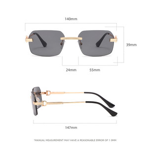 Custom Logo 2026 Fashion Retro Irregular Gradient Lens Shades UV400 <b>Rimless</b> Square <b>Sunglasses</b> for <b>Men</b> Women - Product Image 5