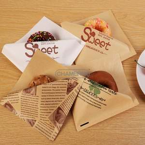 Custom Printed Double Open Pocket Oilproof GreaseProof Bread Waffle Burger Sandwich Donuts Paper <b>Bag</b> - Product Image 1